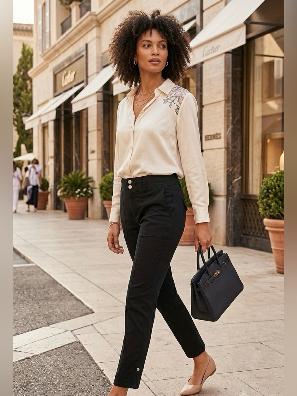 White House Black Market Mid-Rise Straight Crop Pants Size 4 Black Stretch - Picture 9 of 11
